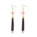 2018 Trend Wholesale New Model Design Pearl Fashion Earring, Black Long Tassel Howlite Zirconia Gold Fashion Earring